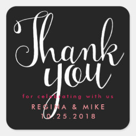 手レタリングス結婚クリプト感謝ステッカー スクエアシール