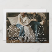 手レタリングハッピーハヌカー写真 シーズンカード (正面)