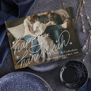 手レタリングハッピーハヌカー写真 シーズンカード