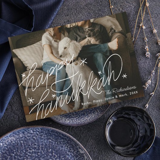 手レタリングハッピーハヌカー写真 シーズンカード