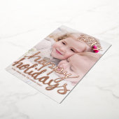 手レタリングホリデーズフォト実在バラ金ゴールドカード 箔招待状 (回転した状態)