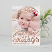 手レタリングホリデーズフォト実在バラ金ゴールドカード 箔招待状 (立ち正面)