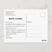 手レタリング写真ベビーシャワーありがとう ポストカード (裏面)