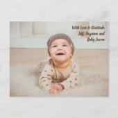 手レタリング写真ベビーシャワーありがとう ポストカード (正面)