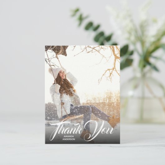 手レタリング写真卒業ありがとうはがき ポストカード (スタンド正面)