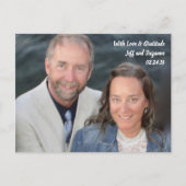 手レタリング写真結婚の感謝はがき ポストカード (正面)