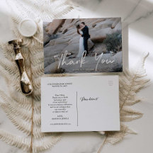 手レタリング写真結婚の感謝はがき