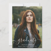 手レタリング台本の写真卒業パーティー 招待状 (正面)