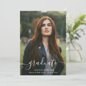 手レタリング台本の写真卒業パーティー 招待状 (スタンド正面)