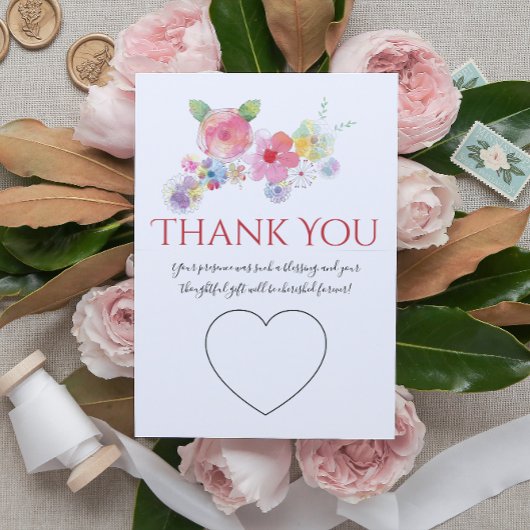 手レタリング水彩フローラ結婚の写真 サンキューカード