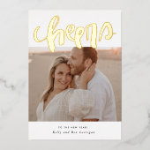 手レタ応援フォトゴールドフォイルホリデーカード 箔シーズンカード (正面)