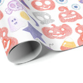 手不気味描きハロウィーン図形パターン ラッピングペーパー (ロールコーナー)