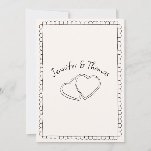 手予測できなお洒落引きハート結婚 招待状 (裏面)