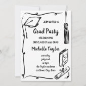 手予測できなユニークお洒落引きグラードパーティー 招待状 (正面)