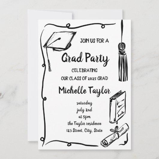 手予測できなユニークお洒落引きグラードパーティー 招待状 (正面)