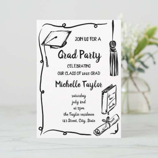 手予測できなユニークお洒落引きグラードパーティー 招待状 (スタンド正面)