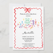 手予測できな引きお洒落ドードル赤ちゃんシャワー 招待状 (正面)