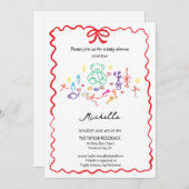 手予測できな引きお洒落ドードル赤ちゃんシャワー 招待状 (正面/裏面)