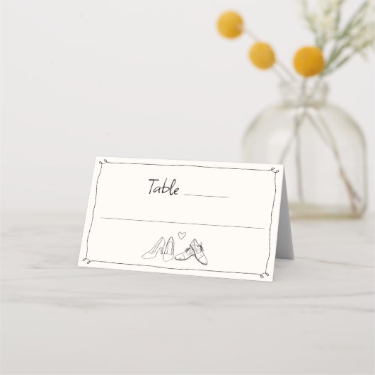 手予測できな引きシューズドードルテーブル座席表 プレイスカード (正面)
