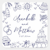 手予測できな引きネイビーお洒落ル結婚ズ スクエアシール (正面)