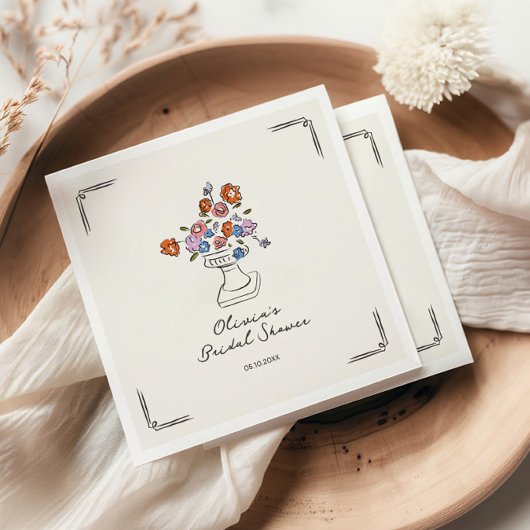 手予測できな引きフローラ壷ブライダルシャワー スタンダードカクテルナプキン