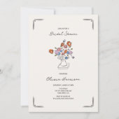 手予測できな引きフローラ壷ブライダルシャワー 招待状 (正面)