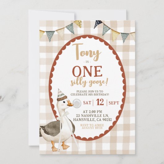 手予測できな引き一つ間抜けの誕生日 招待状 (正面)