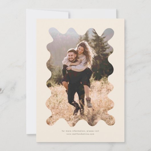 手予測できな引き線オリーブグリーン結婚ズ 招待状 (裏面)