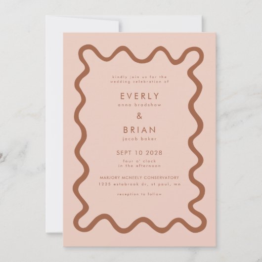 手予測できな引き線テラコッタ結婚ズ 招待状 (正面)