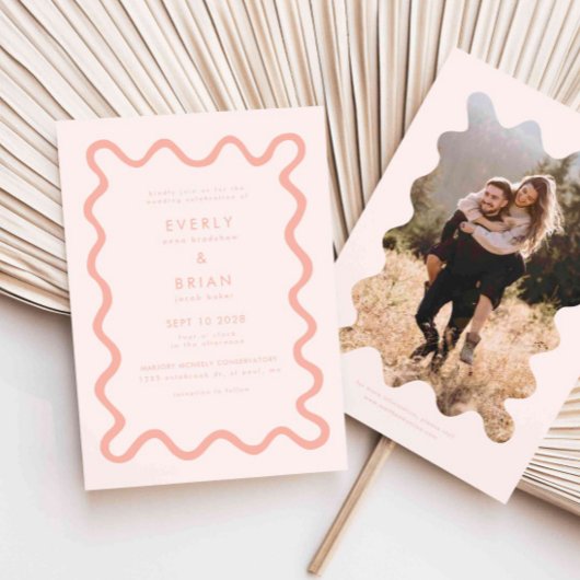 手予測できな引き線赤面ピンク結婚ズ 招待状