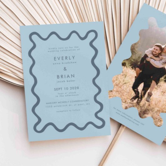 手予測できな引き線青結婚の 招待状