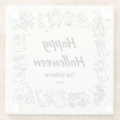 手予測できな引き落書きハロウィーン ガラスコースター (裏面)