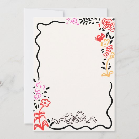 手予測できな引き落書き波状ブライダルシャワー 招待状 (裏面)