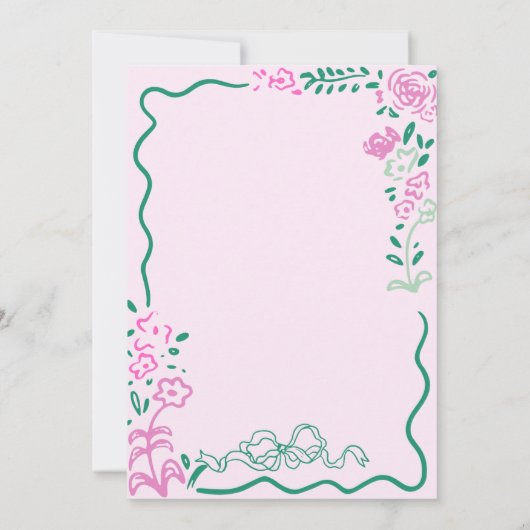 手予測できな引き落書き波状ブライダルシャワー 招待状 (裏面)