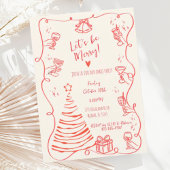 手予測できな引き赤いクリスマスクリスマスパーティー 招待状