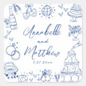 手予測できな引き青お洒落結婚の スクエアシール (正面)