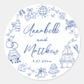 手予測できな引き青お洒落結婚の ラウンドシール (正面)