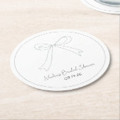 手予測できな描きスケッチスタイル弓ブライダルシャワー ラウンドペーパーコースター (アングル)