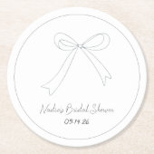 手予測できな描きスケッチスタイル弓ブライダルシャワー ラウンドペーパーコースター (正面)