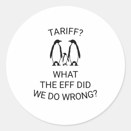 手付おもしろいペンギン ラウンドシール (正面)