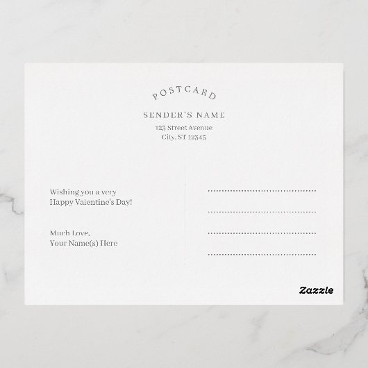 手付きラブフォイルのバレンタインデーの写真はがき 箔シーズンポストカード (裏面)