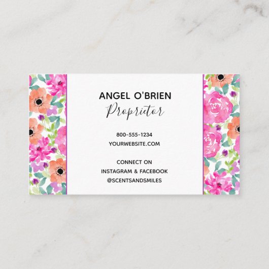手作かわいらしりワックスで水彩フローラを溶かす 名刺 (裏面)