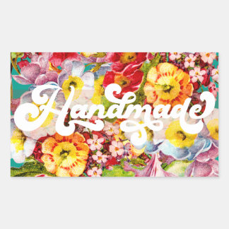手作かわいらしり花柄ヴィンテージPrimrose 長方形シール