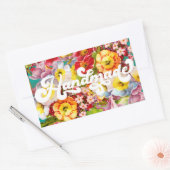 手作かわいらしり花柄ヴィンテージPrimrose 長方形シール (封筒)