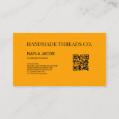 手作はっきりしたり用オレンジレッドチェックパターンQRコード 名刺 (裏面)