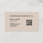 手作はっきりしたり用グリーングレーチェックパターンQRコード 名刺 (裏面)