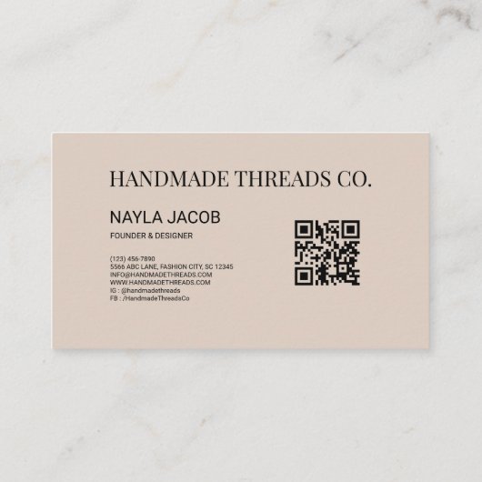 手作はっきりしたり用グリーングレーチェックパターンQRコード 名刺 (裏面)