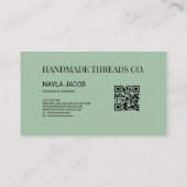 手作はっきりしたり用ブルーグレーチェックパターンQRコード 名刺 (裏面)