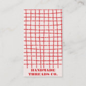 手作はっきりしたり用レッドピンクチェックパターンQRコード 名刺 (正面)