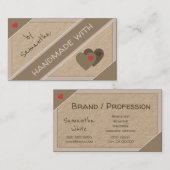 手作りかわいらしハート工芸品クラフト紙 名刺 (正面/裏面)